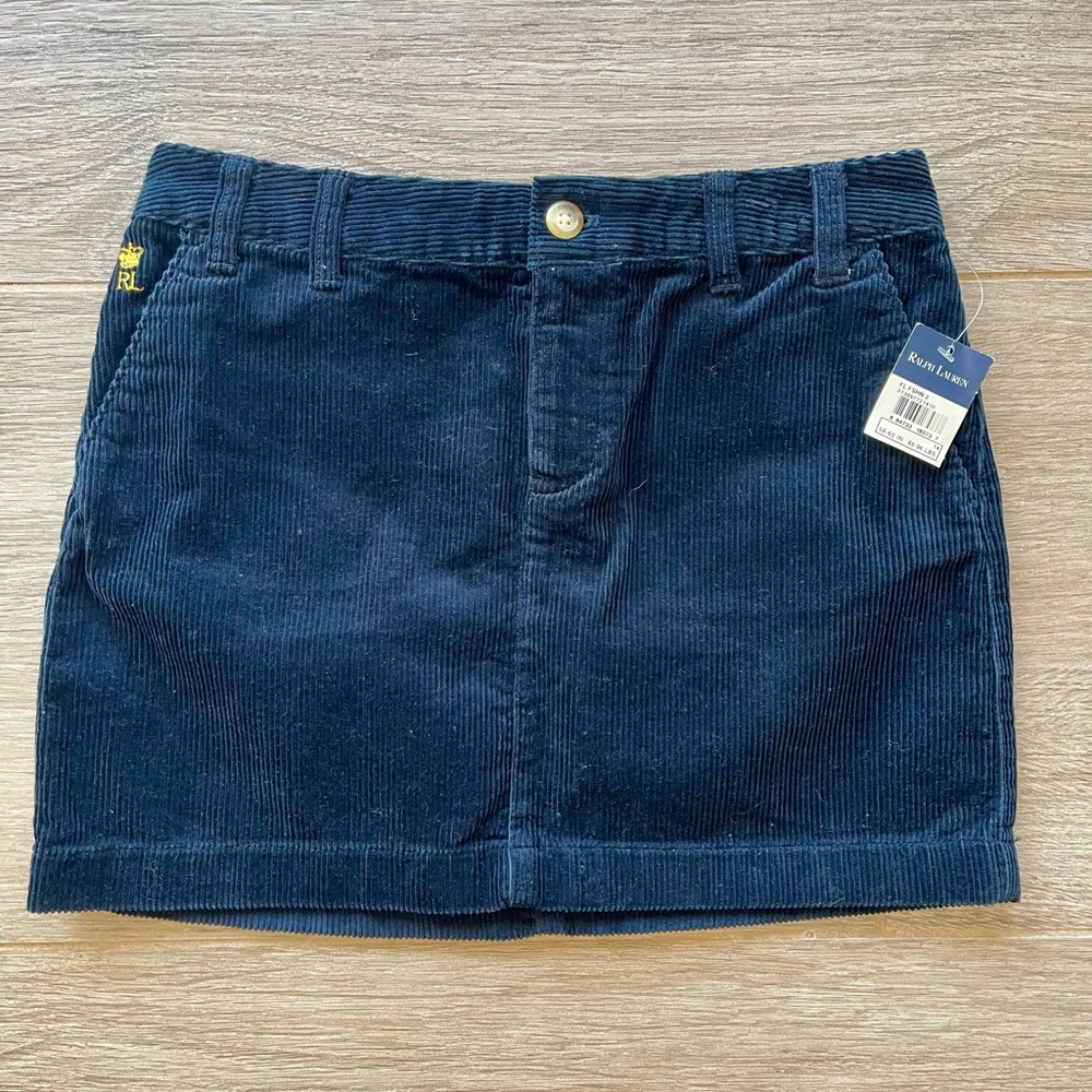 Ralph Lauren Girls Navy Corduroy Mini Skirt